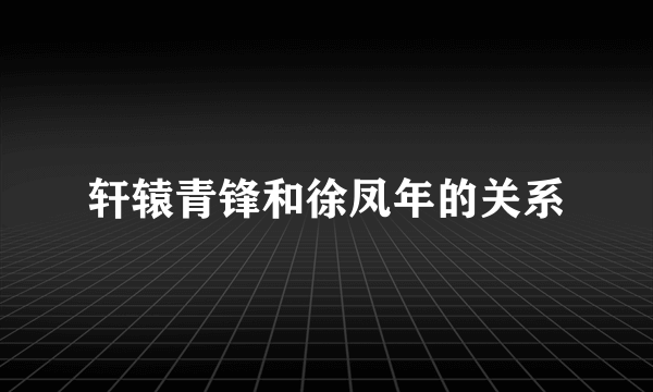 轩辕青锋和徐凤年的关系