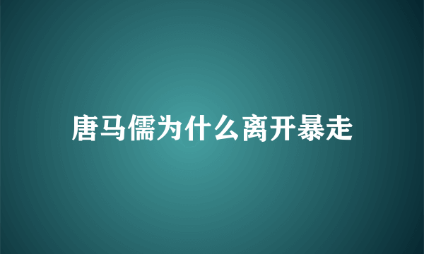 唐马儒为什么离开暴走