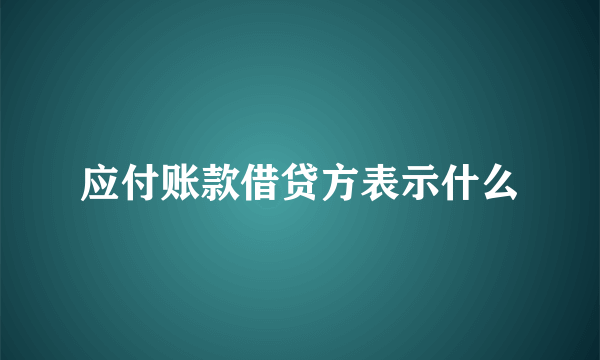 应付账款借贷方表示什么