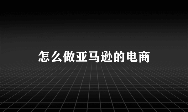 怎么做亚马逊的电商