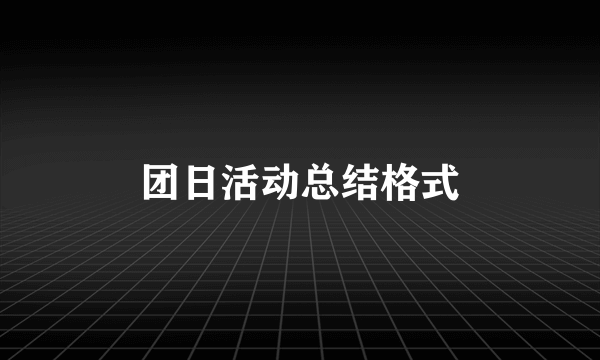 团日活动总结格式