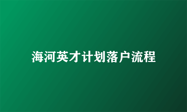 海河英才计划落户流程