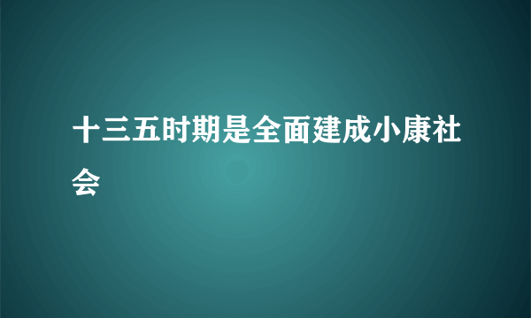 十三五时期是全面建成小康社会