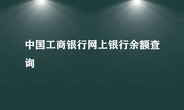 中国工商银行网上银行余额查询