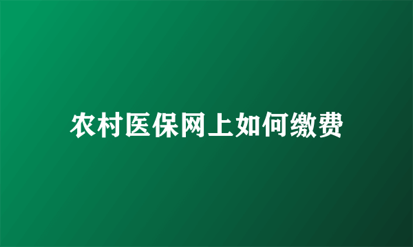 农村医保网上如何缴费