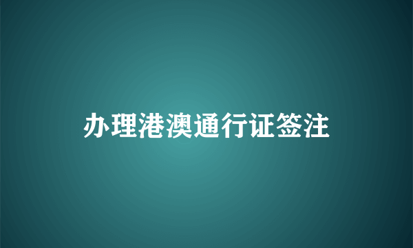 办理港澳通行证签注