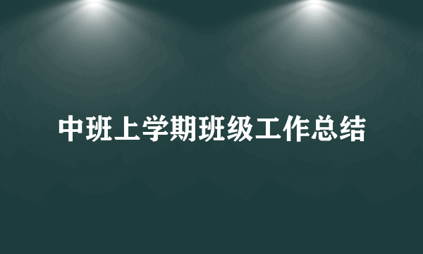 中班上学期班级工作总结