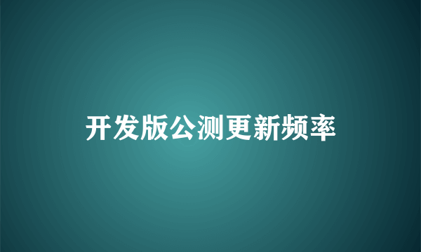 开发版公测更新频率