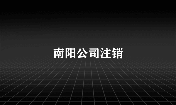 南阳公司注销