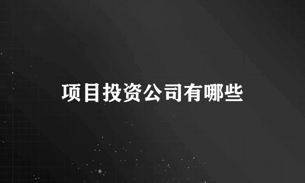 项目投资公司有哪些