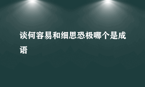 谈何容易和细思恐极哪个是成语