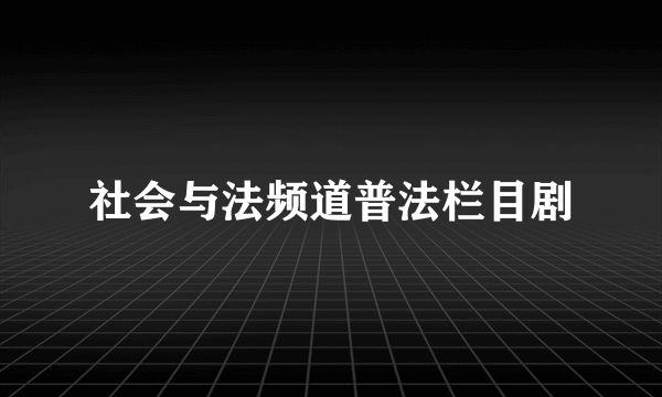 社会与法频道普法栏目剧