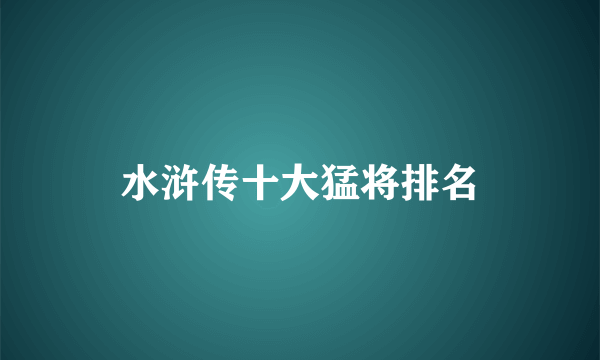 水浒传十大猛将排名