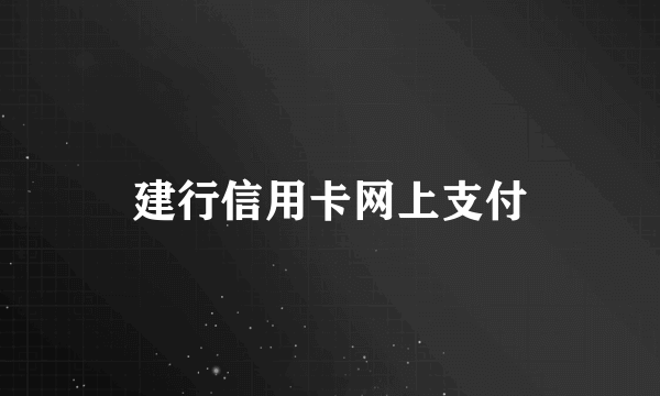 建行信用卡网上支付