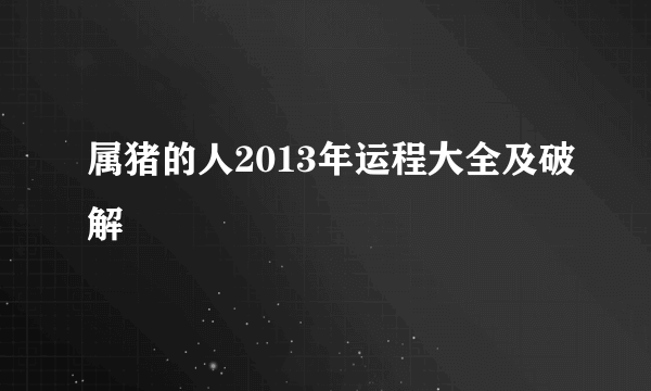 属猪的人2013年运程大全及破解