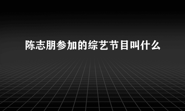 陈志朋参加的综艺节目叫什么