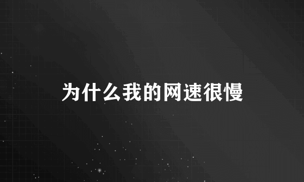 为什么我的网速很慢