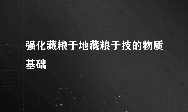 强化藏粮于地藏粮于技的物质基础