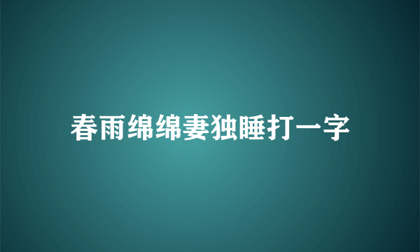 春雨绵绵妻独睡打一字