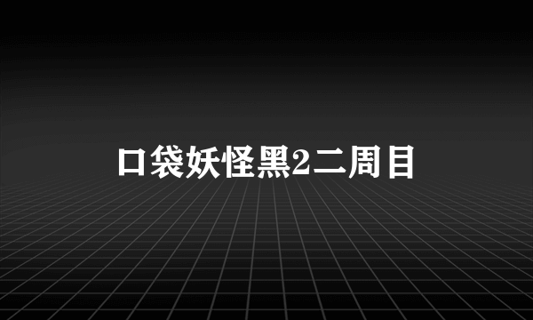 口袋妖怪黑2二周目