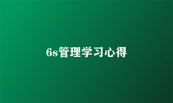 6s管理学习心得