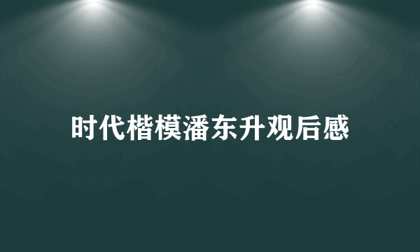 时代楷模潘东升观后感