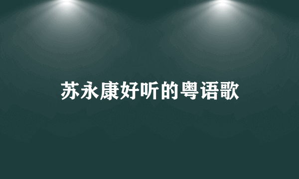 苏永康好听的粤语歌