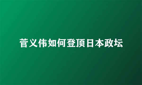 菅义伟如何登顶日本政坛