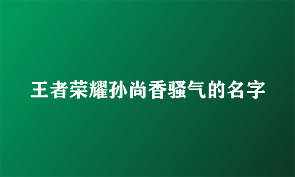 王者荣耀孙尚香骚气的名字