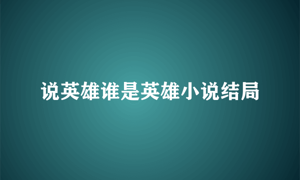 说英雄谁是英雄小说结局