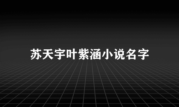 苏天宇叶紫涵小说名字