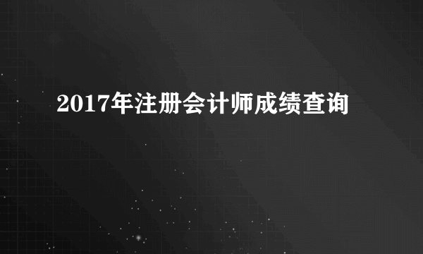 2017年注册会计师成绩查询