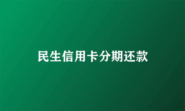 民生信用卡分期还款