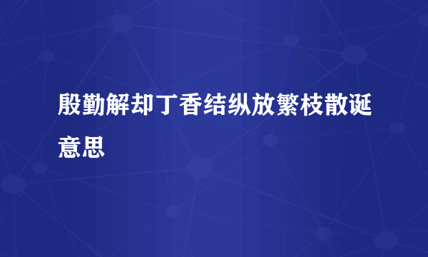 殷勤解却丁香结纵放繁枝散诞意思