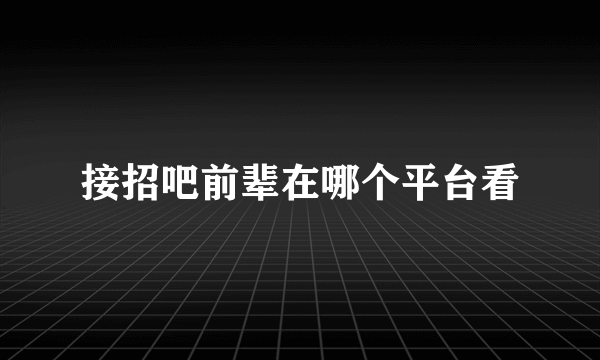 接招吧前辈在哪个平台看