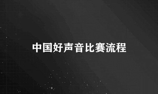 中国好声音比赛流程