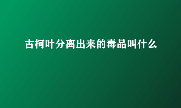 古柯叶分离出来的毒品叫什么