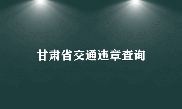 甘肃省交通违章查询