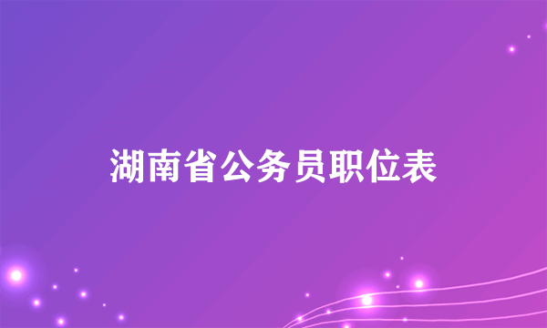 湖南省公务员职位表