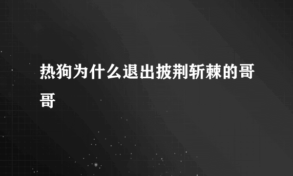 热狗为什么退出披荆斩棘的哥哥