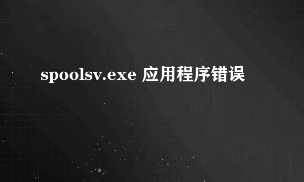 spoolsv.exe 应用程序错误