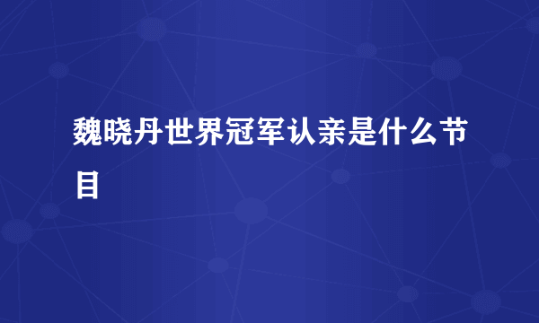 魏晓丹世界冠军认亲是什么节目