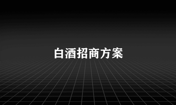 白酒招商方案