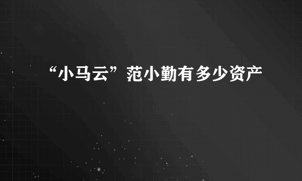 “小马云”范小勤有多少资产