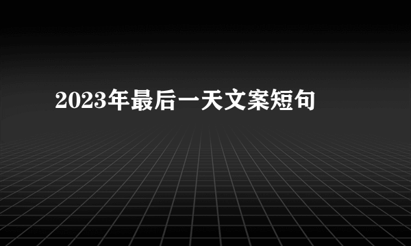 2023年最后一天文案短句