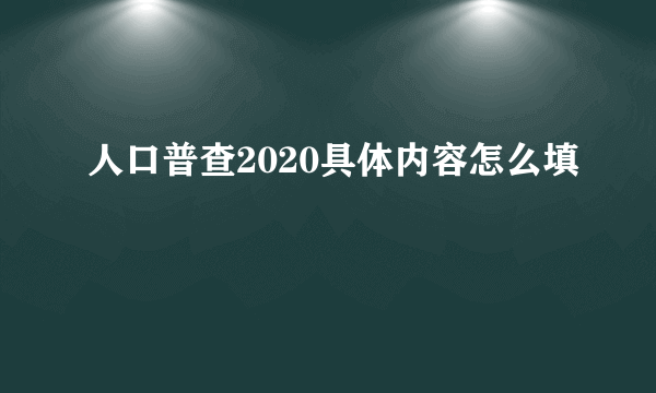 人口普查2020具体内容怎么填