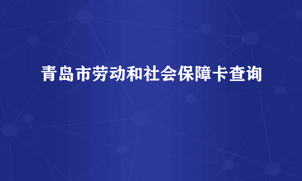 青岛市劳动和社会保障卡查询