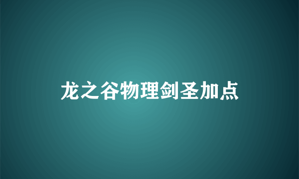 龙之谷物理剑圣加点