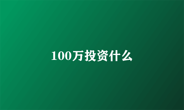 100万投资什么