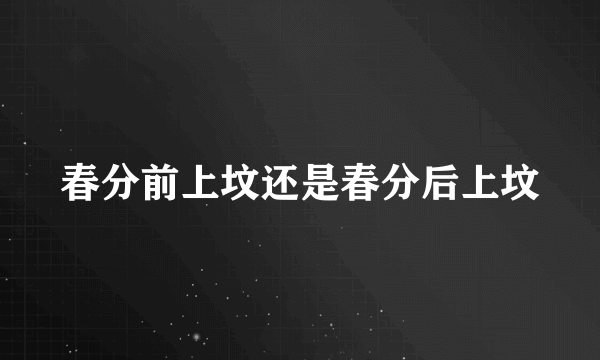 春分前上坟还是春分后上坟